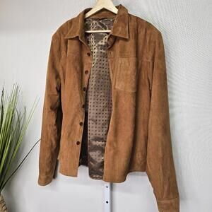 Vintage Super Soft Men's Brown Suede Button-Up Jacket XL‎